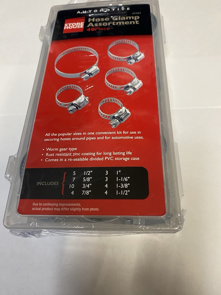 NEW-48 PIECE~AUTO HOSE CLAMP ASSORTMENT~8-DIFFERENT SIZES/PLASTIC STORAGE CASE