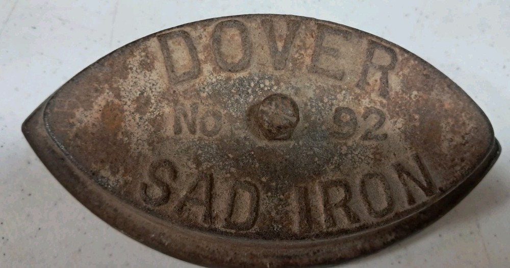 Two Sad Irons, Handle, Iron Rest, Four Piece Set