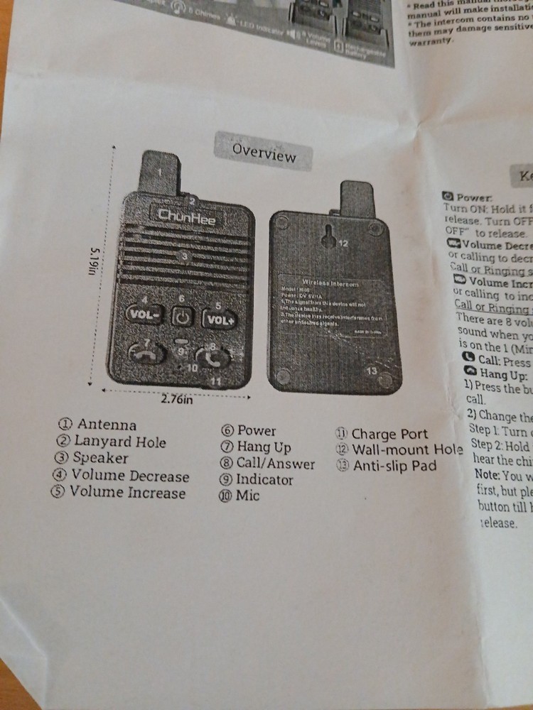 Wireless Calling System ChunHee Intercommunication System H105-IM-2
