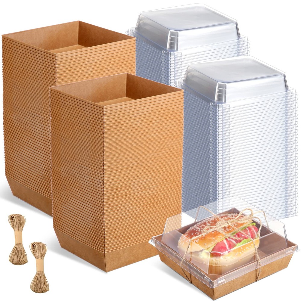200 Pack Charcuterie Boxes with Clear Lids 5" Boxes Disposable Square Small C...