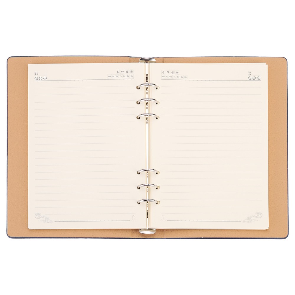 6 Ring Binder Cover A5 Leather Notebook Binder with 80 Sheets Paper, Blue