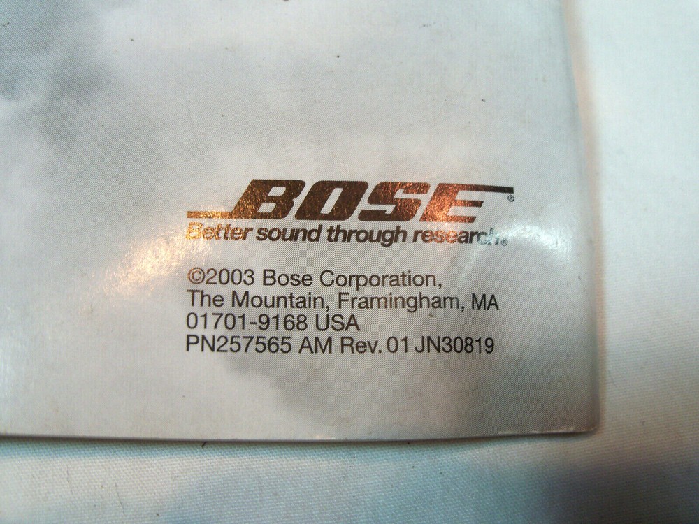 Bose QuietComfort 2 Instruction Manual 2003 Quiet Comfort 2