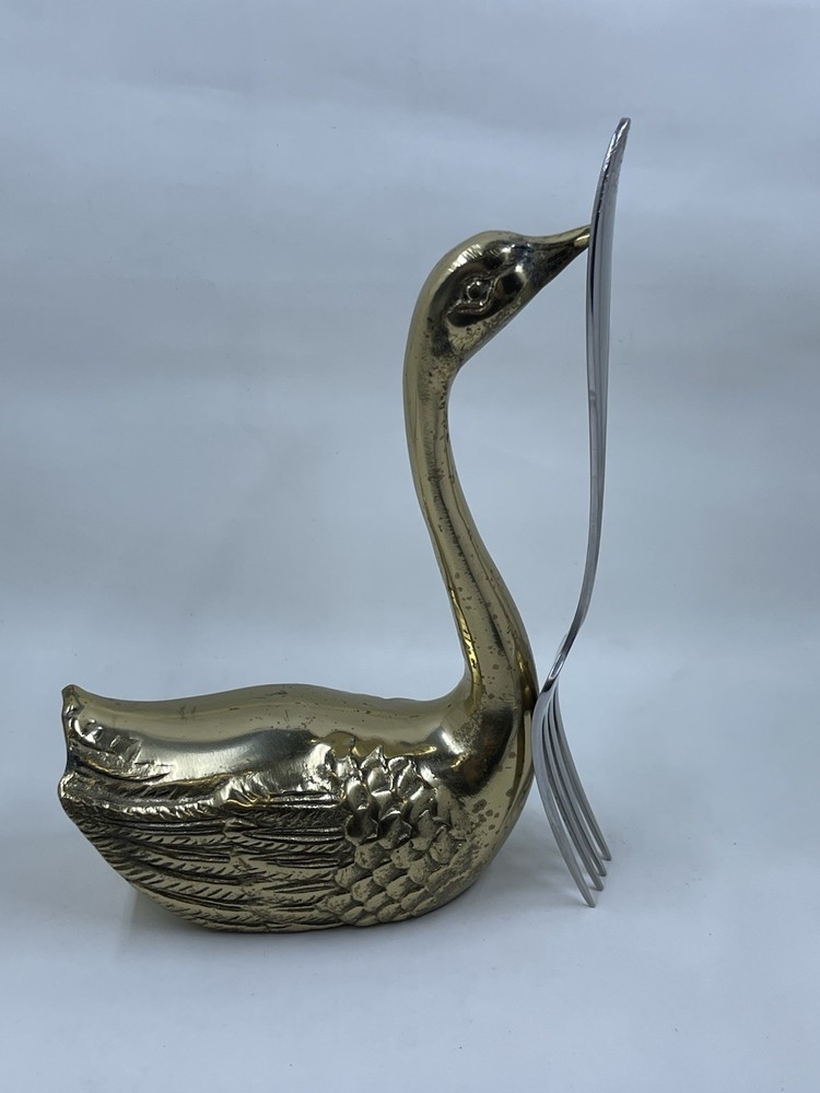 Vintage Solid Brass Swan Long Neck Figurine