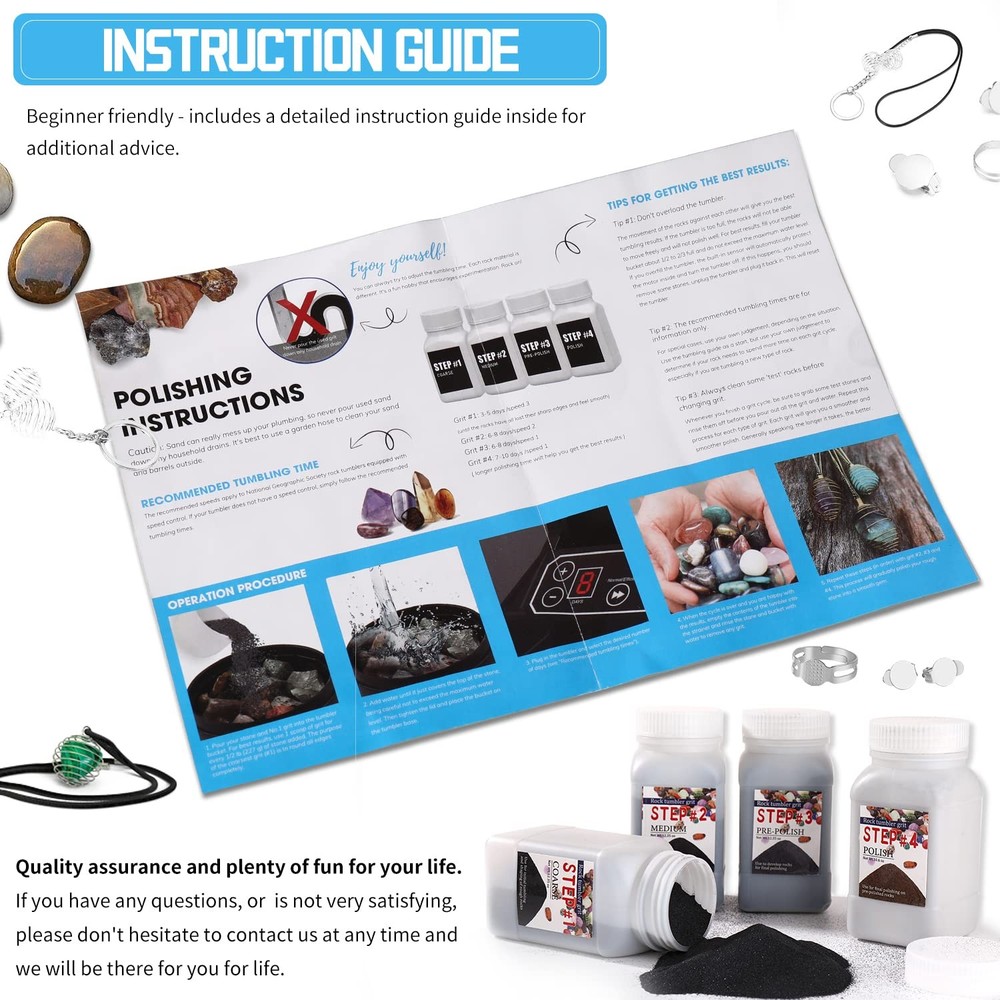 Rock Tumbler Grit Set, Polish Refill - 4 Basic Step...