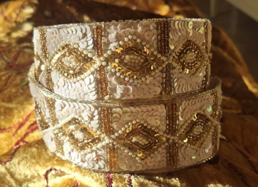 Vintage Satin And Sequin Belt