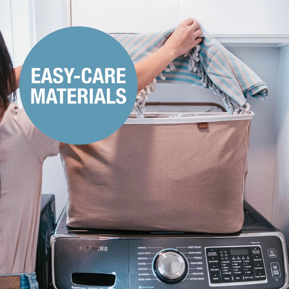 Collapsible Laundry Basket LUXE 2 Pack – 60L (16 Gal) Foldable Cotton Blend C...