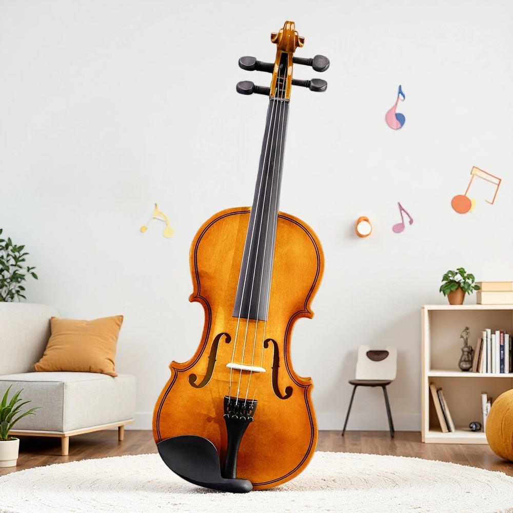 3/4 Size Acoustic Beginner Violin Set - Shoulder Rest, Strings Set & Natural