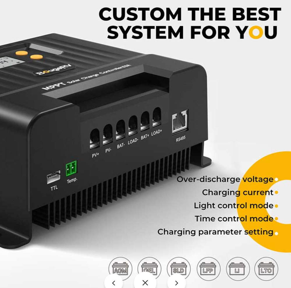 BougeRV 60A MPPT Solar Charge Controller with Bluetooth 12V/24V