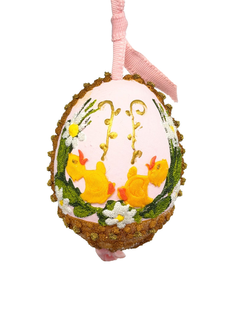 Easter Egg Ornament: Peter's Seasons GMBH; 2 Spring Easter Chicks Playing