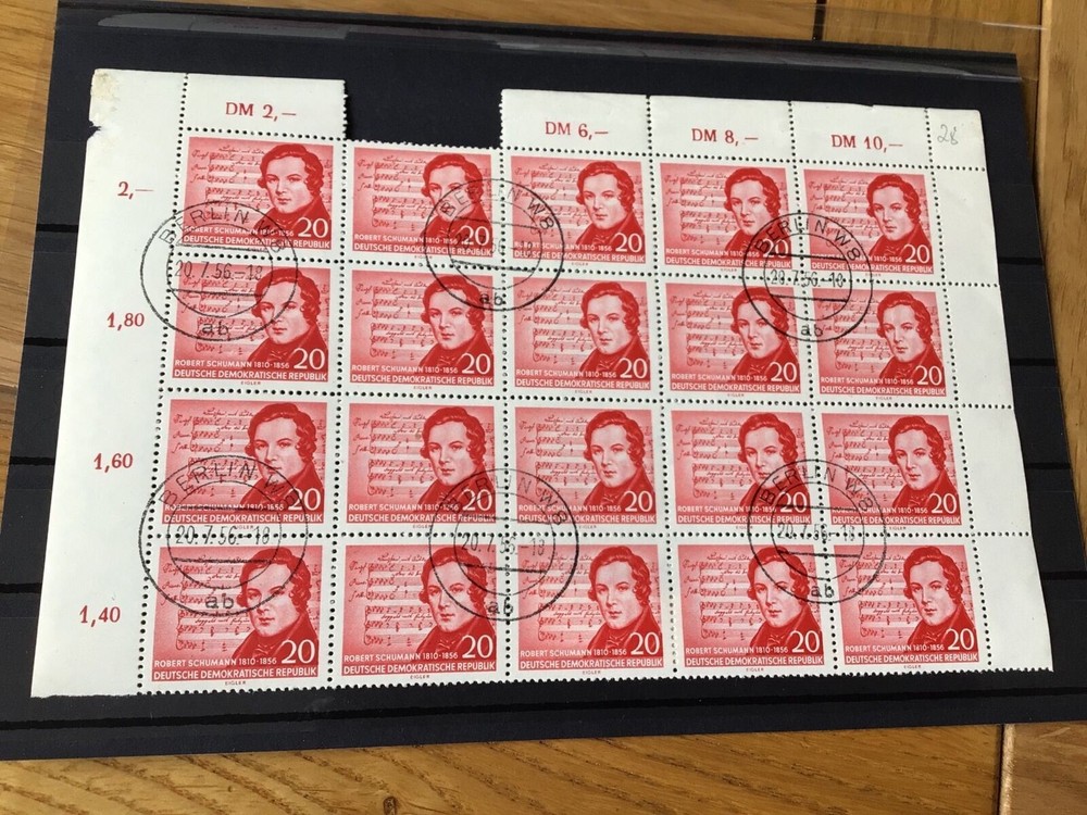 Robert Schumann Berlin Cancelled part stamps sheet  Ref 55914