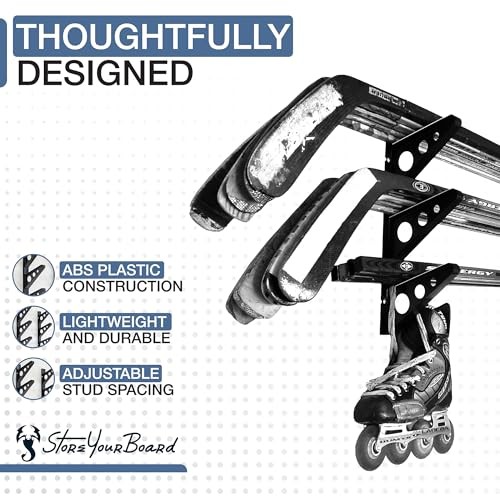 Adjustable Snowboard Storage Rack, Wall Mount 4 Board Display Black