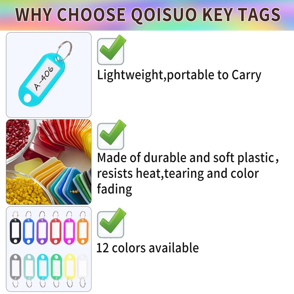 12 Pack Plastic Key Tags with Ring and Label Window, Key Labels Key Chain Nam...
