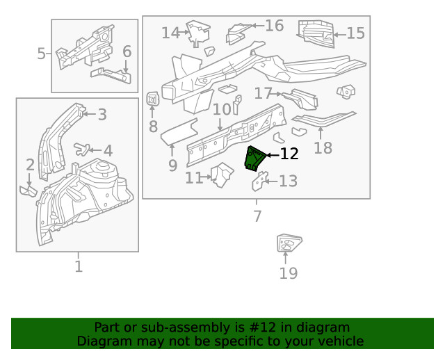 Genuine Passenger Side Front Compartment Front Side Rail Reinforcement 23491822
