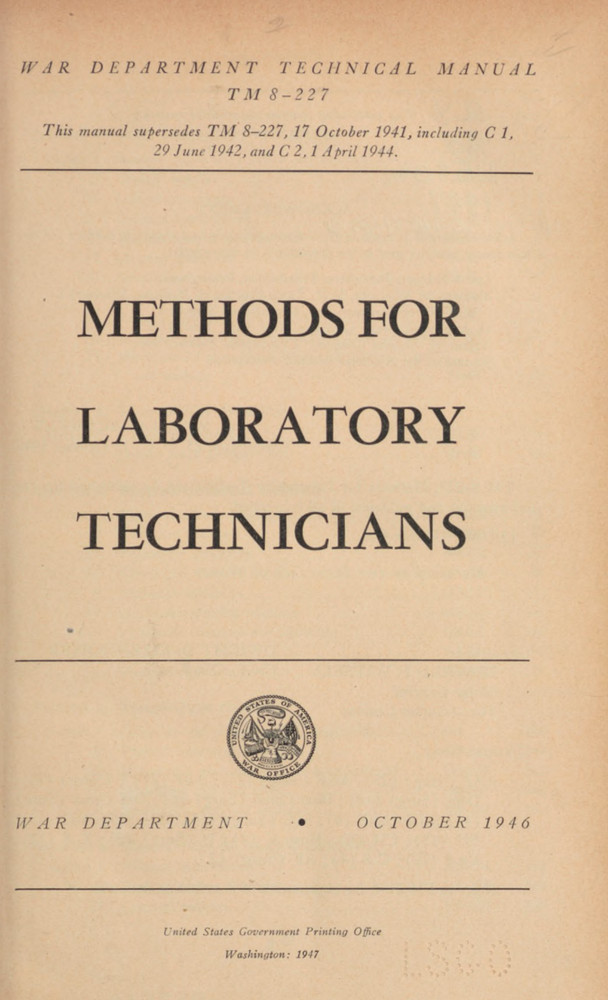 644 Page 1946 TM 8-227 Methods For Laboratory Technicians WWII Manual on Data CD