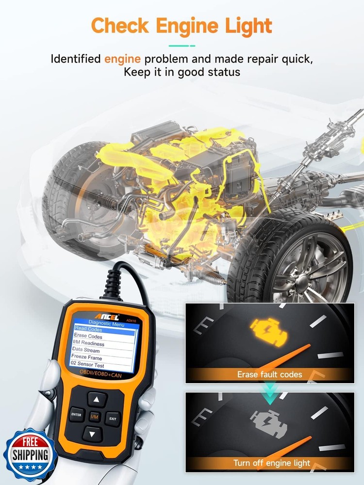 ANCEL AD410 Enhanced OBD2 Scanner, Vehicle Code Reader for Check Engine Light