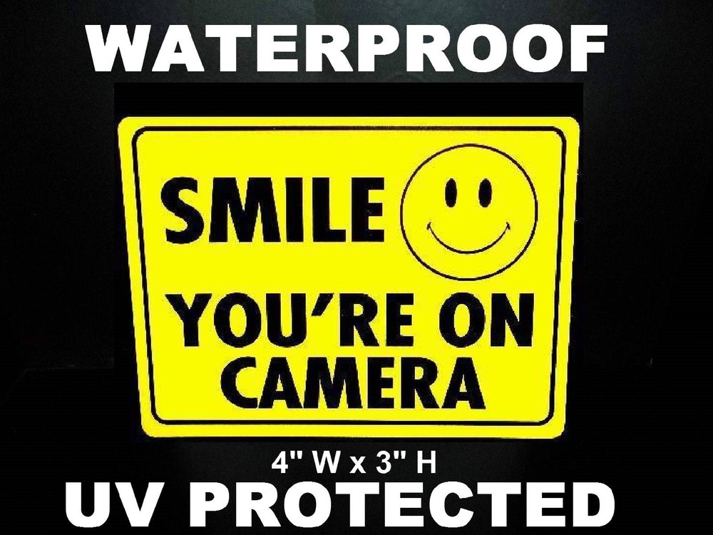 5 SMILE SURVEILLANCE HOME SECURITY VIDEO CAMERA WARNING STICKER DECALS