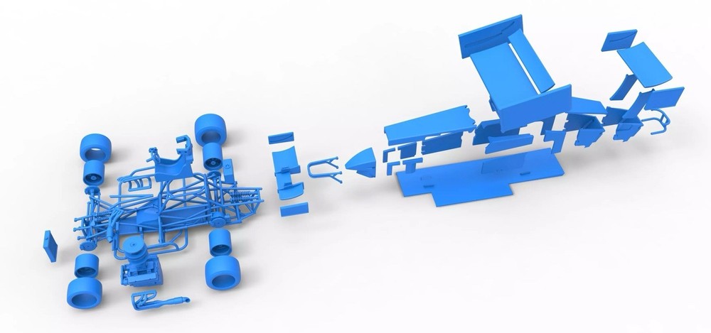 3D Printed Super Modified Front Engine Winged Race Car In 1/25 Scale