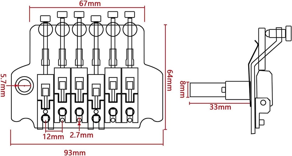 Durable Double Locking Tremolo Bridge in Black for Optimal Tuning Stability