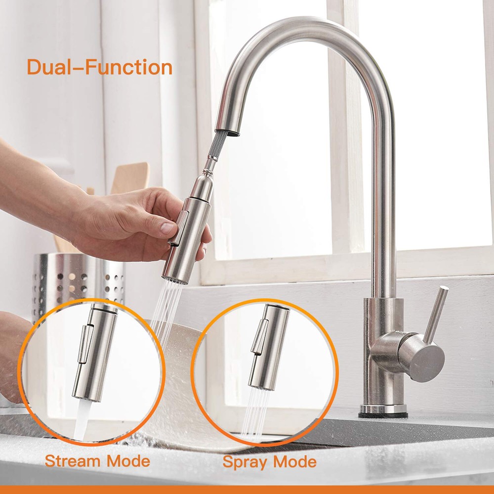 Automatic Sensor Touch Kitchen Sink Faucet Brushed Nickel with Pull Down Sprayer