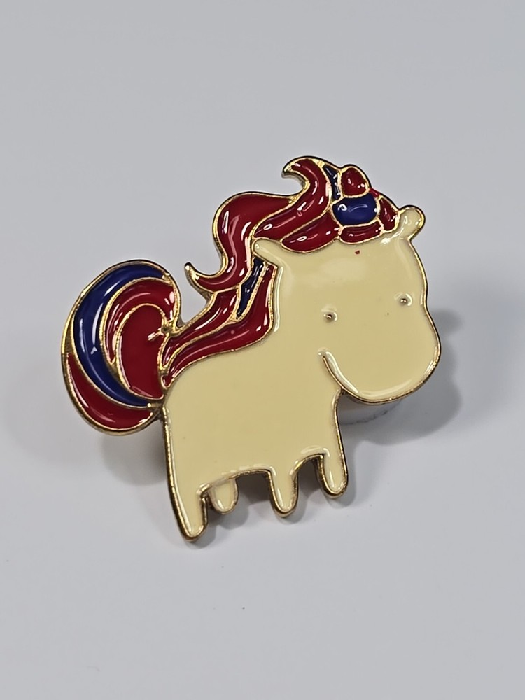 Unicorn Lapel Pin White With Blue & Maroon Mane