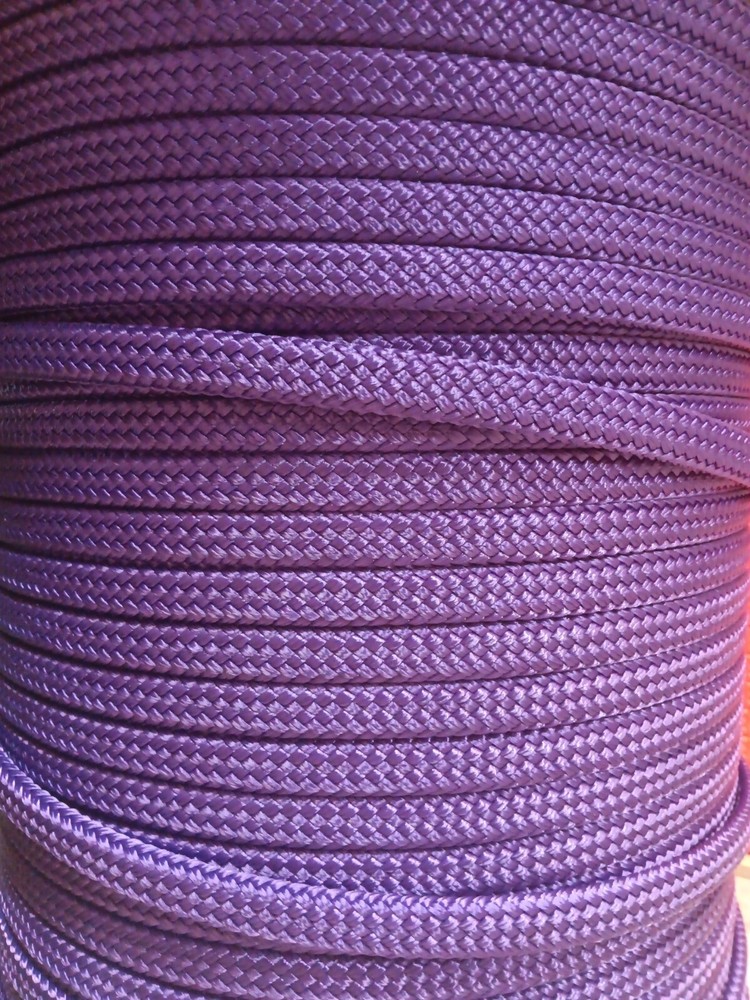 3/4" x 100 ft. Flat/Hollow braid polyester rope. High Quality. Purple. US Made