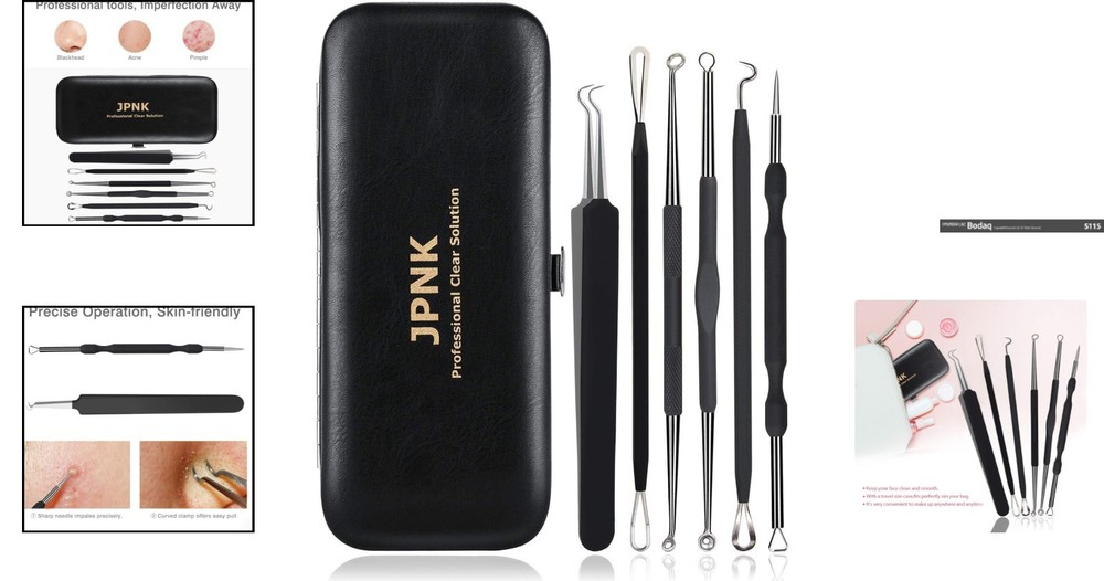 Precision Blackhead Extractor Tools - Anti-Slip, Rust Resistant & Travel Ready