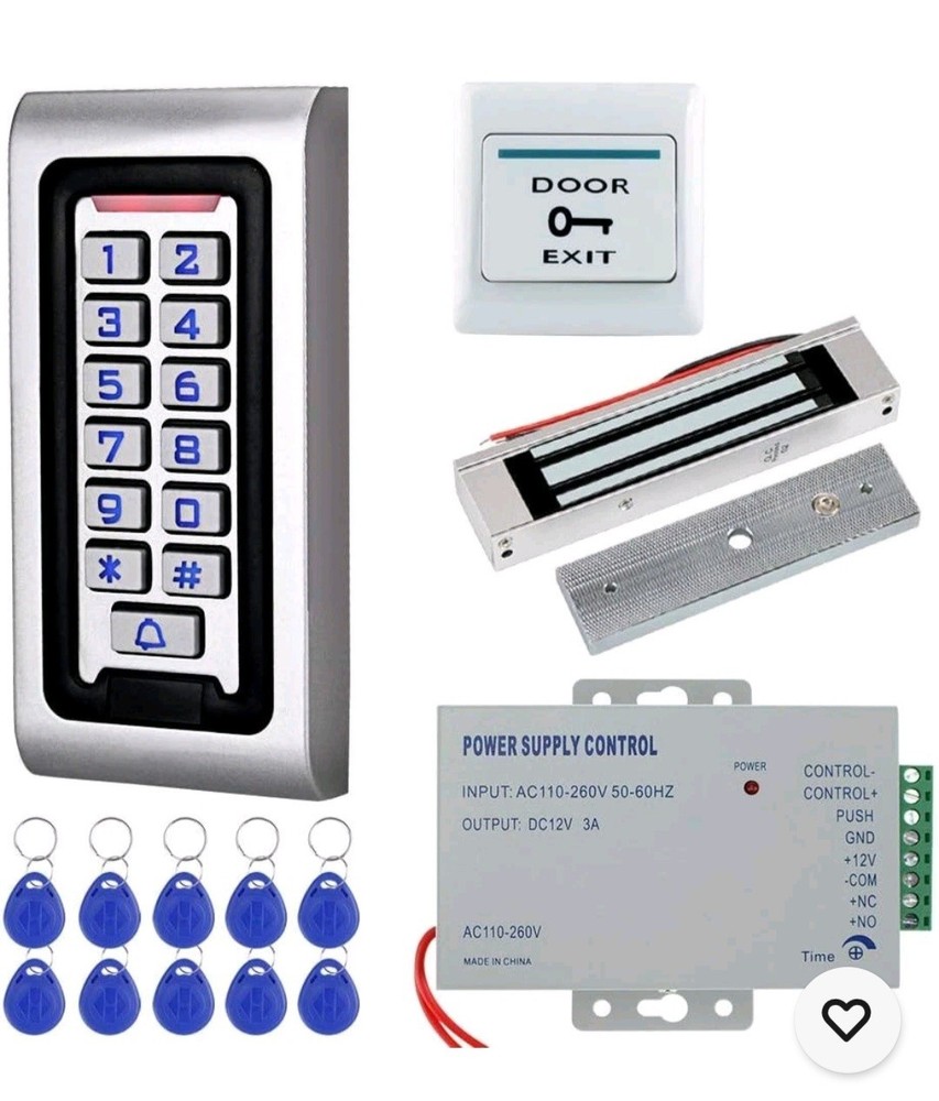 HFeng Door Access Control System Kit IP68 RFID Keypad Blue & Siliver