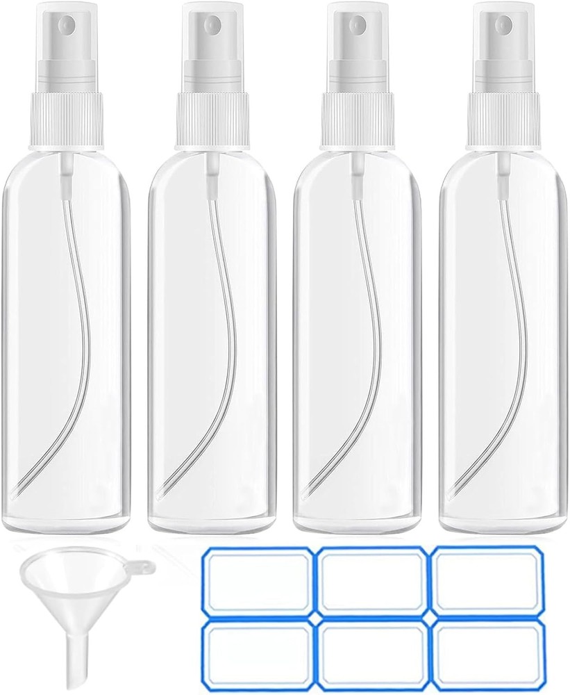 4 Pack 4 Oz  120ml  Small Spray Bottles - Fine Mist, Refillable, Reusable