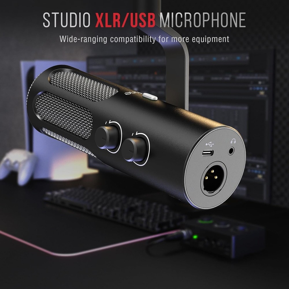 FIFINE XLR/USB Podcast Dynamic Microphone for Streaming, Studio XLR Microphon...