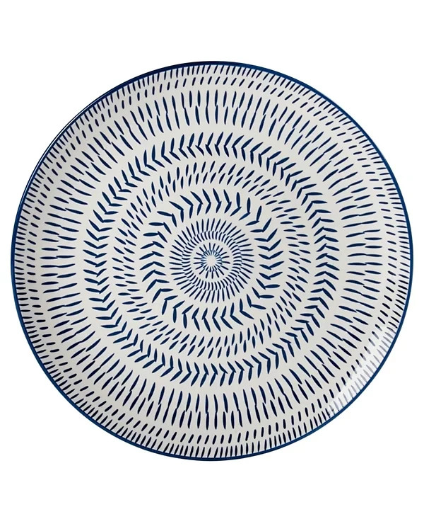 Tabletops Gallery Navy Pad Print 3 Pc.Dinnerware Set
