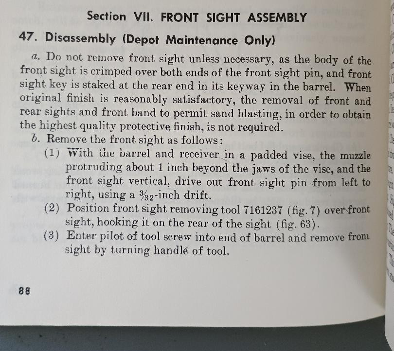 US GI M1 CARBINE FRONT SIGHT REMOVAL TOOL # 7161237