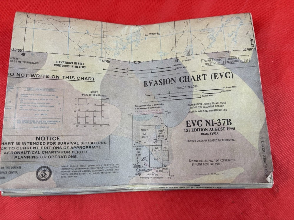 Original US Escape And Evasion Map Desert Storm Era
