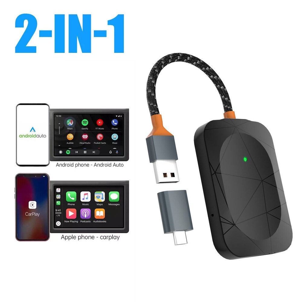 Wireless USB Carplay Adapter Dongle For iPhone Apple Android Auto Plug &Play