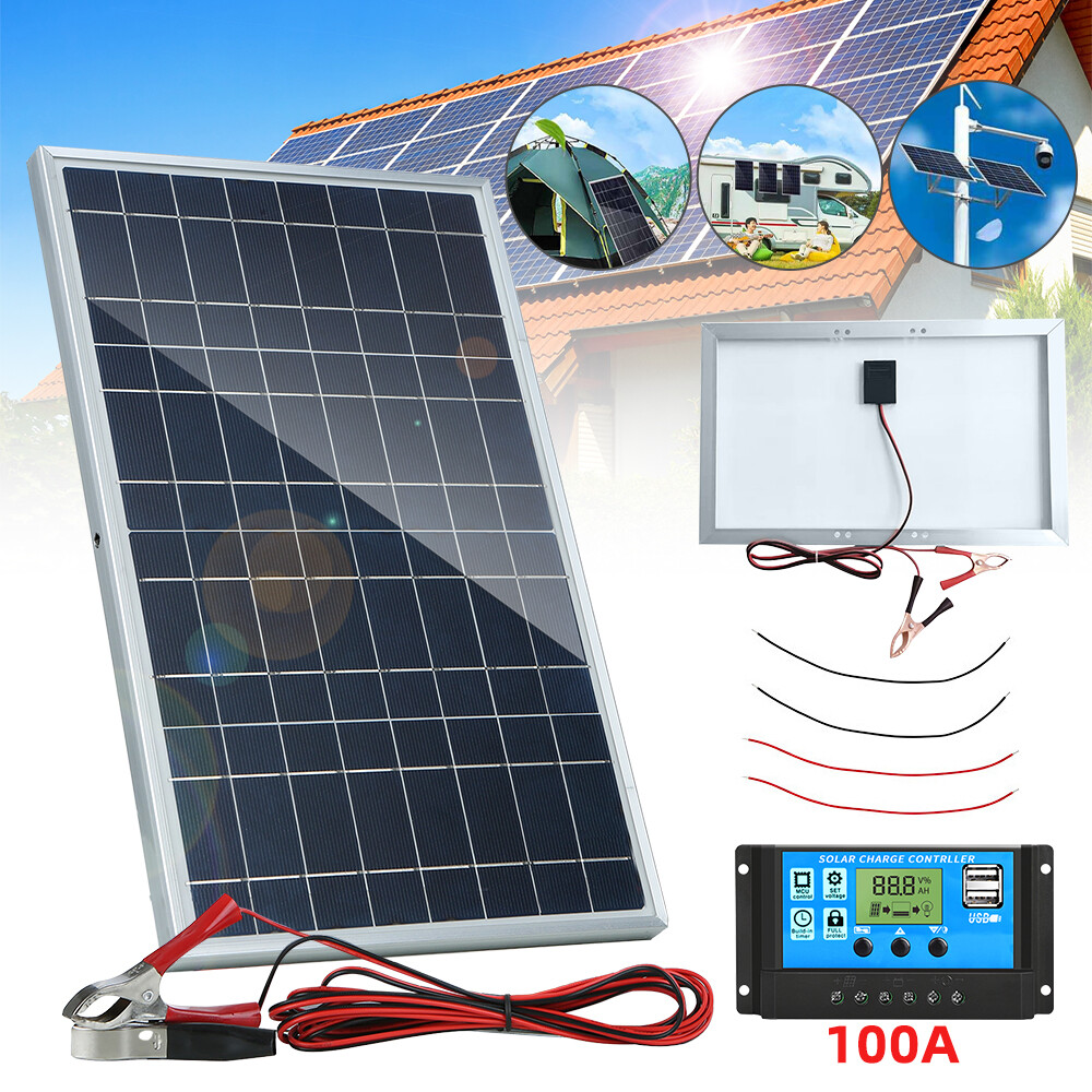 2Packs 100A Solar Panel Kit 12V Battery Charger with Controller Caravan Boat