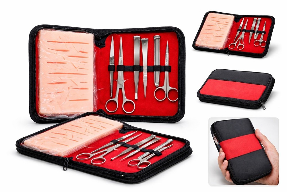 Professional Surgical Dissection Kit with Silicone Practice Pad – Stainless Stee