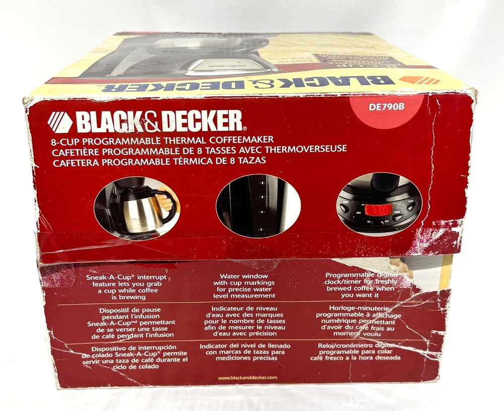 Black & Decker 8 Cup Programmable Thermal Carafe Coffee Maker Black & SS DE790B
