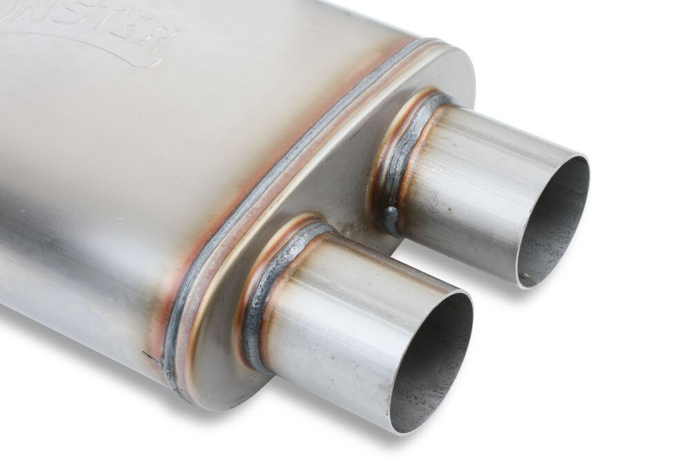 Flowmaster Flowmonster 409SS Oval Case Absorption Muffler, 2.50" Dual In / Out