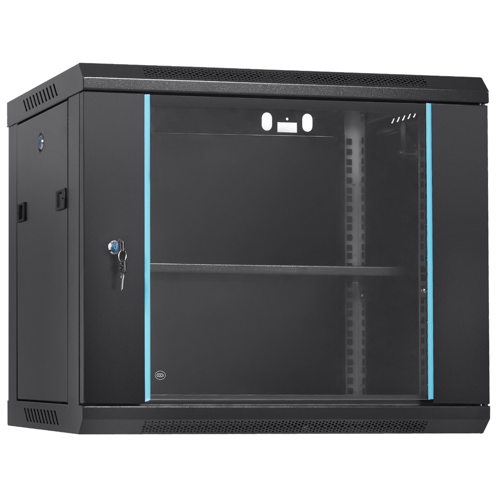 VEVOR 9U Wall Mount Network Server Rack Cabinet Enclosure 15.5'' Deep Door Lock