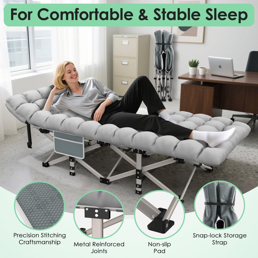Camping Cot, Folding Camping Cot Bed for Adults Sleeping 1200D Double Layer O...