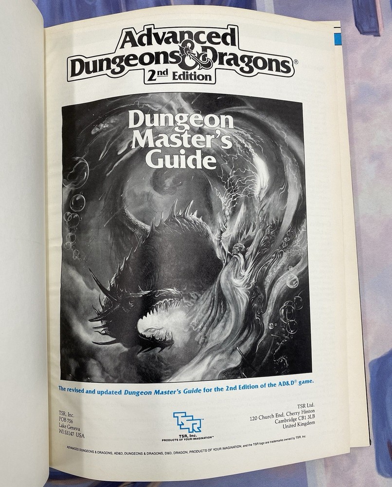 Advanced Dungeons & Dragons Dungeon Master's Guide 2nd Edition Hardcover Vintage
