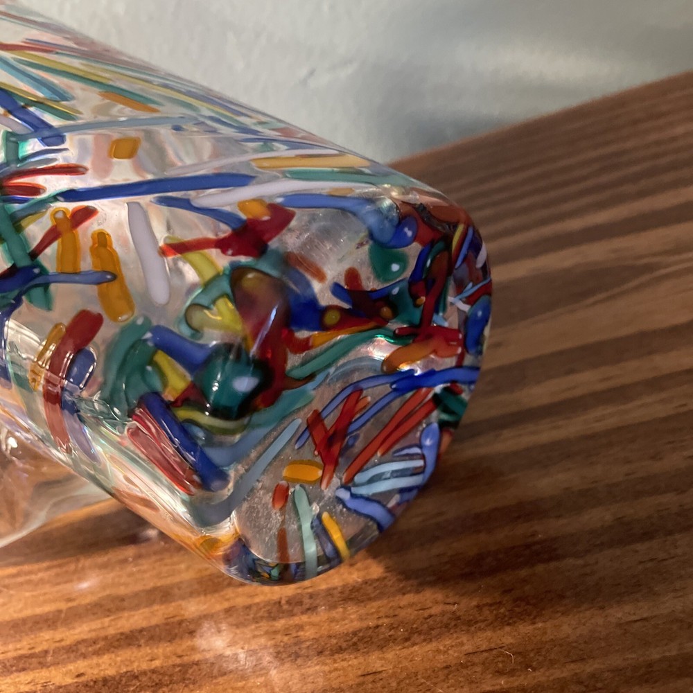 Pier 1 Confetti Multicolor Glass Pitcher with Handle