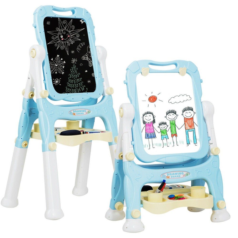 Kids Easel for Two Adjustable Height Double Sided Art Easel Blue