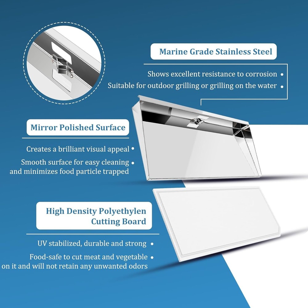 A10-902 Rectangular Grill Serving Shelf with Removable Cutting Board for 9"x18"