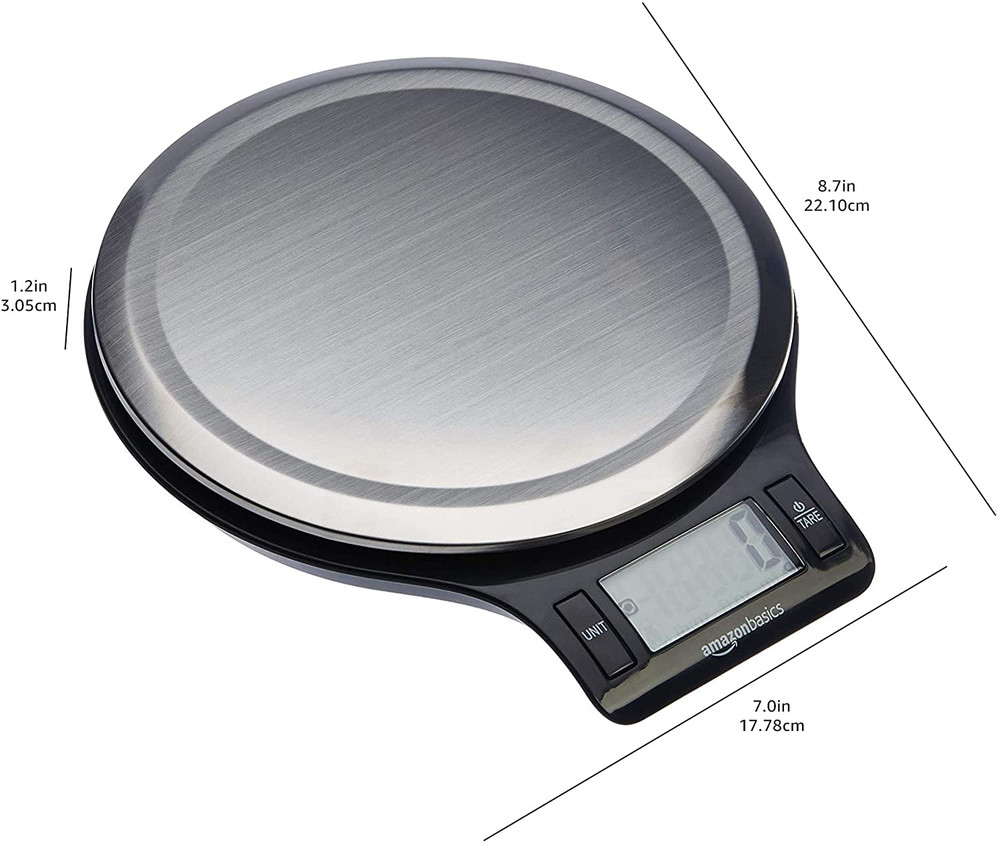 Amazon Basics Digital Kitchen Scale with LCD Display, Tare Function, Multiple Un