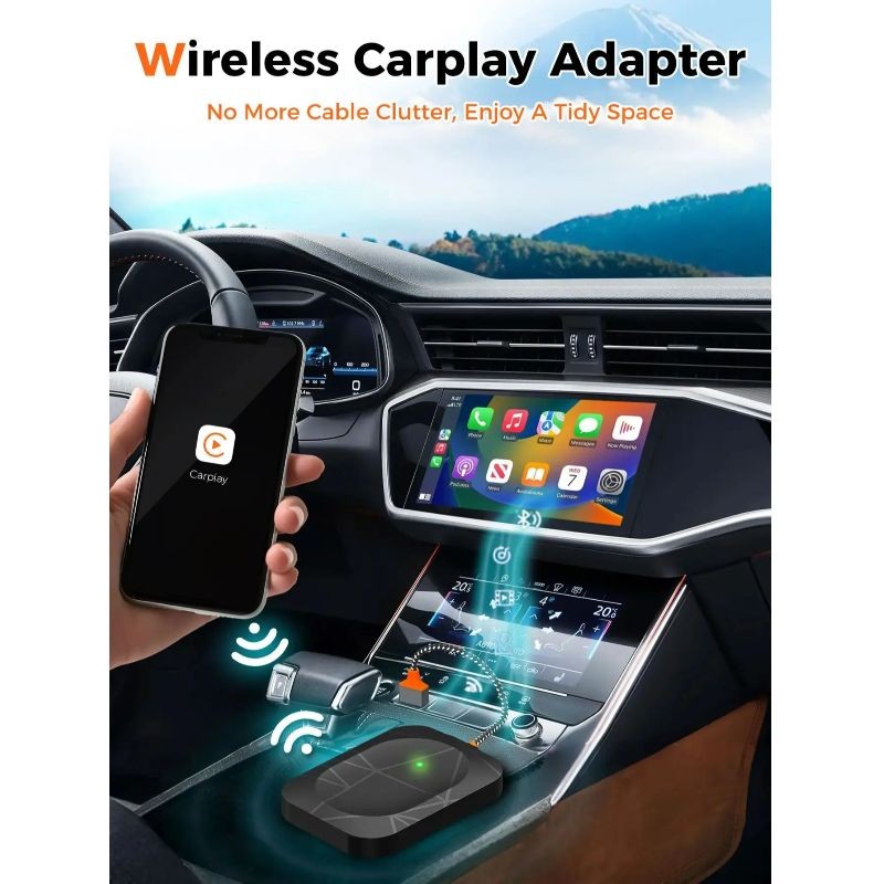 2-in-1 Mini Wireless Android Auto Carplay Adapter Plug & Play Quick-connect