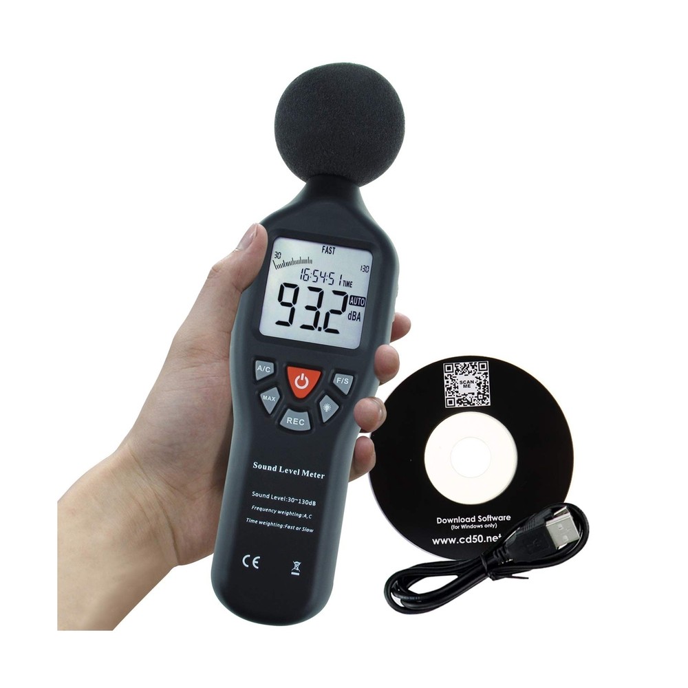 Decibel Meter Digital Sound Level Meter with Data Record Function 30-130dB Ra...