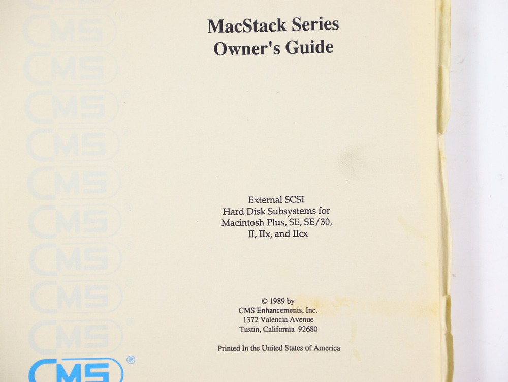 CMS External Apple SCSI Hard Drive Disk Manual - Macstack Series Owner's Guide