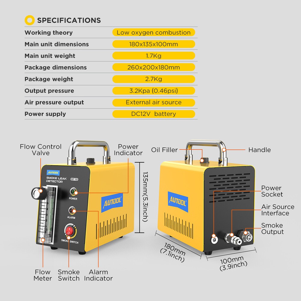 Accurate Auto Smoke Leak Detector Quick & Easy Leak Detection EVAP Smoke Machine