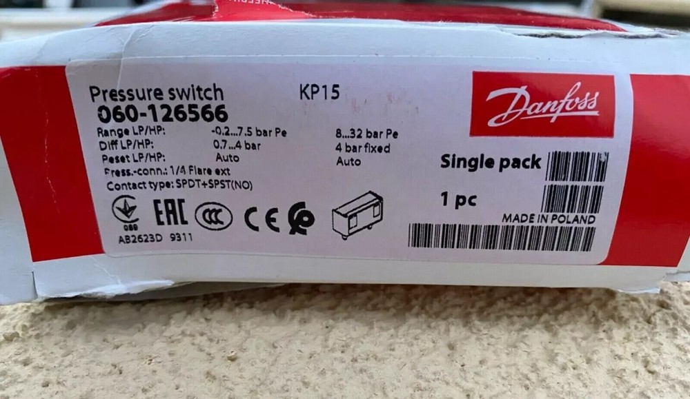 060-126566 Danfoss Pressure switch, KP15.
