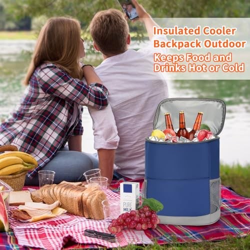 Insulated Cooler Backpack 30 Cans - Leak Proof Beer Backpack Lightweight Blue